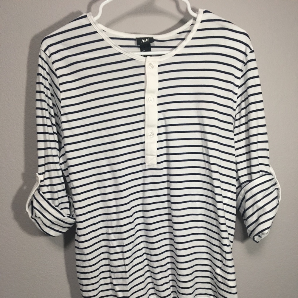 Navy Blue Striped Henley